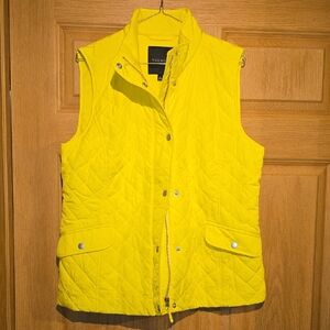 Talbots Quilted Bright Yellow Sleeveless Vest